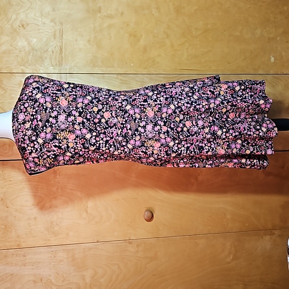 Peruvian Connection Chelsea Black Floral Jersey Tank Fit N Flare Dress Medium - Picture 4 of 10